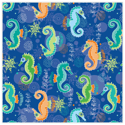 Blue Seahorses PUL Fabric