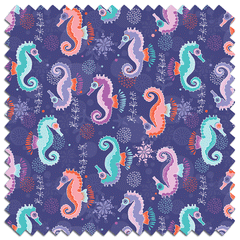 Purple Seahorses PUL Fabric
