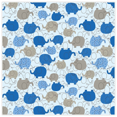 Blue Elephants PUL Fabric
